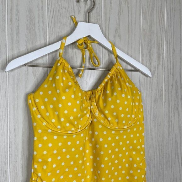 Ashley Graham Swimsuits for All Underwire Polka Dot Women's Yellow Size 12 NWT - Picture 3 of 9